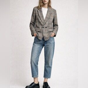 Windsor NWT Glen Plaid Prince of Wales Blazer Jacket Neutral Size M Classic Fall